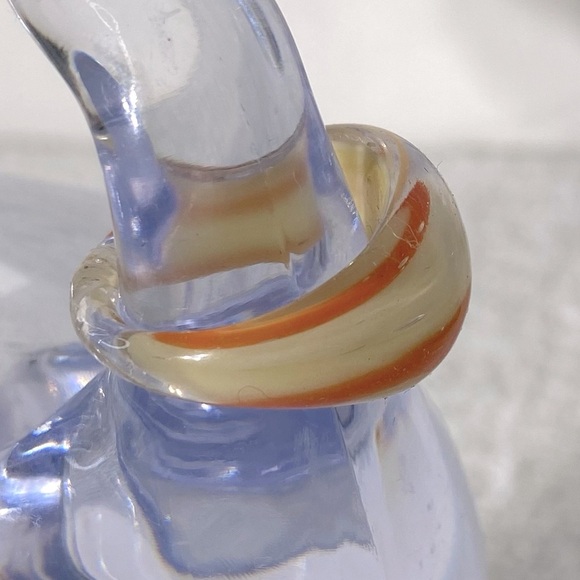 Vintage Art Glass Handmade Cream Orange Band Ring - Picture 5 of 11